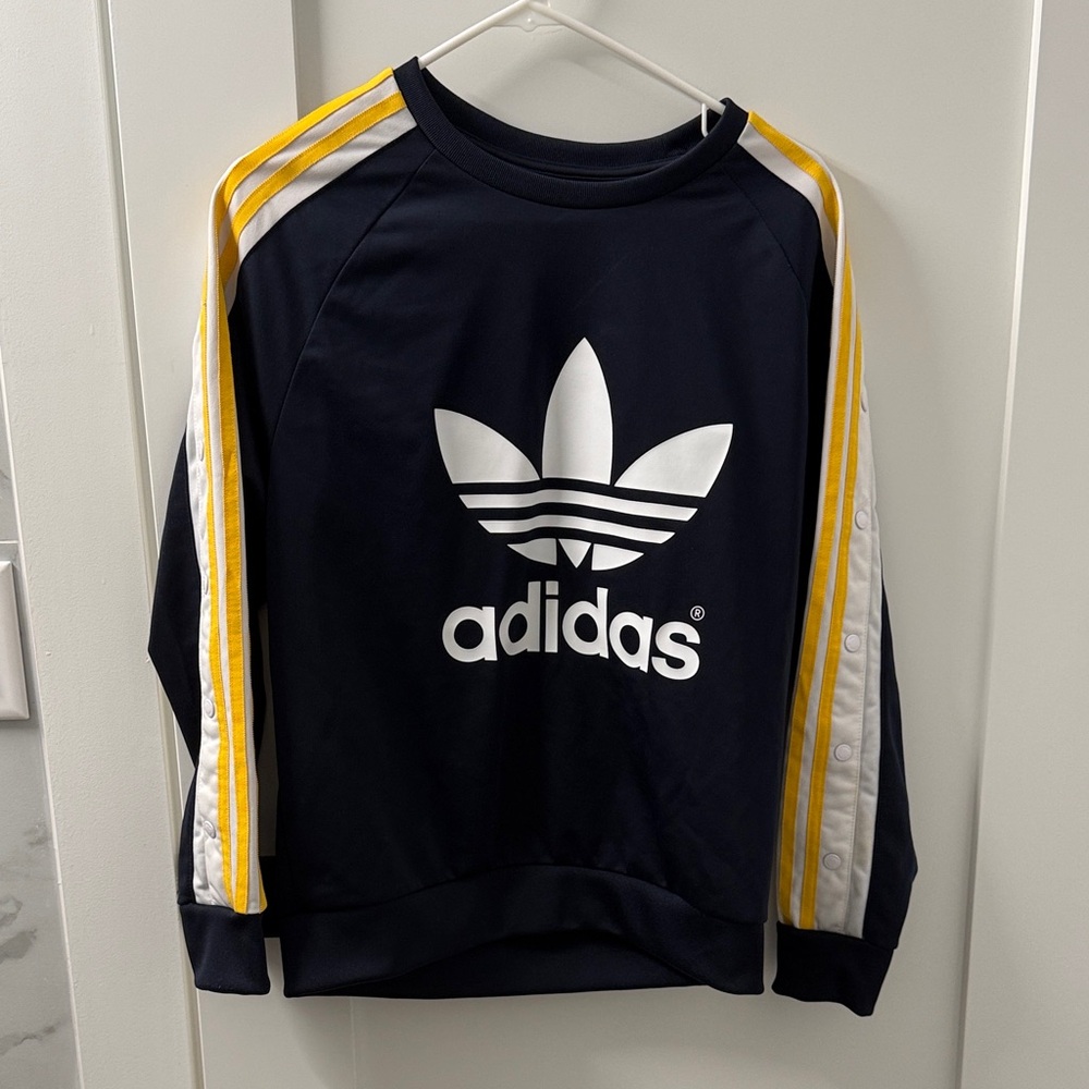 Adidas Dark Blue Sweatshirt with Yellow and White Accents
